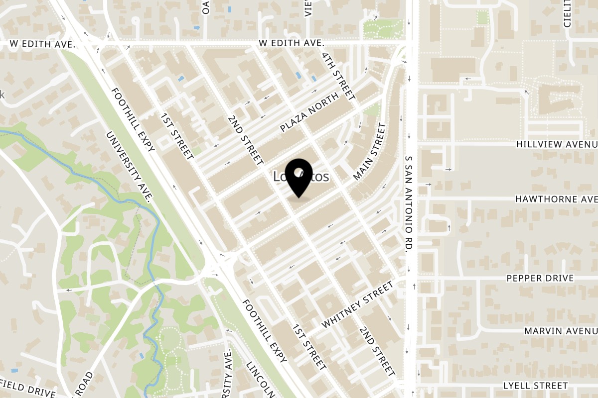 Map showing the location of Cafe Nur on 280 Main St in Los Altos